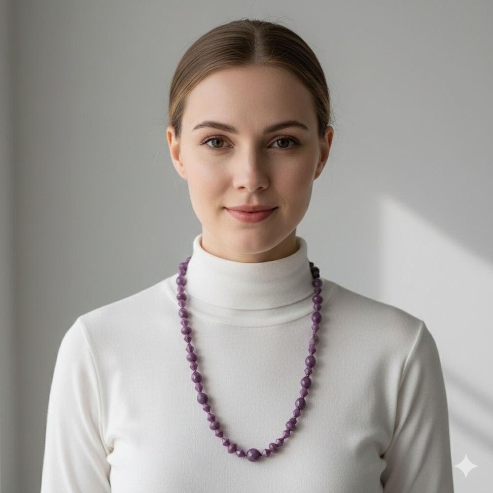 Long purple Bead Necklace